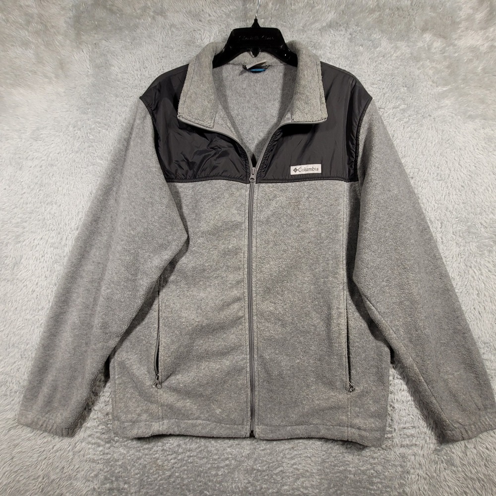 Columbia Fleece Jacket‎ Mens Large Gray Full Zip Colorblock